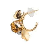 Floral Pearl Hammered Gold plated Earrings
