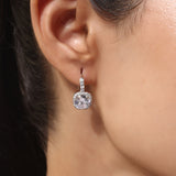 Silver Plated White CZ Stone Hanging Earrings