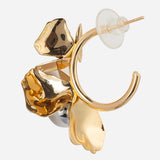 Floral Pearl Hammered Gold plated Earrings
