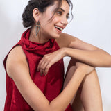 Gold Plated Long Earrings for Women with CZ Stones