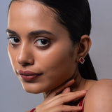 Clove Leaf Onyx & Cubic Zirconia Silver Plated Earrings