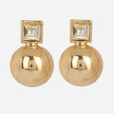 Gold bauble with Cubic Zirconia Stone Earrings
