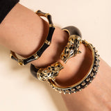 Black Enamel Panther Bangle