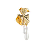 Gold and Pearl Long Earrings