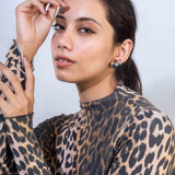 Silver Plated Flower Shape Earrings for Women with CZ Stones