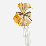 Gold and Pearl Long Earrings