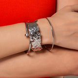 Hammered  Finished And Silver Plated Bracelet