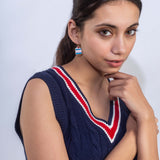 Gold Plated Blue Cake Pastry Dangle Earrings