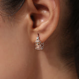 Silver Plated White CZ Stone Hoop Earrings