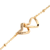 Gold Dual Heart Charm Bracelet
