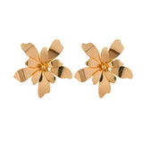 18k Gold Plated Pearl Floral Long Earrings