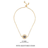 Gold Crystal Round Evil Eye Bracelet