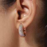 Rose Gold Plated White CZ Stone Hoop Earrings