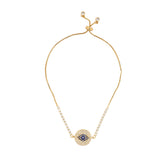 Gold Crystal Round Evil Eye Bracelet
