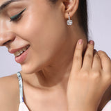 Silver Plated White CZ Stone Hanging Earrings