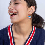 Gold Plated Blue Cake Pastry Dangle Earrings