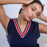 Gold Plated Blue Cake Pastry Dangle Earrings