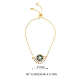 Gold Emerald Sunburst Evil Eye Bracelet