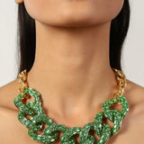 Green Gold Plated Necklace With Adjuatable Chain