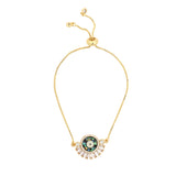 Gold Emerald Sunburst Evil Eye Bracelet