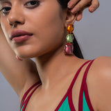 Gold Plated Cubic Zirconia Dangling Earrings
