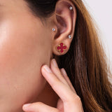 Red Onyx Clover Studs Earrings