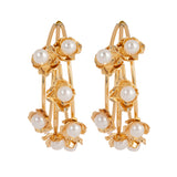Pearly Floral Waterfall Gold plated Earrings