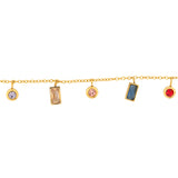 Gold Plated Multi Colour String Bracelet with CZ Stone