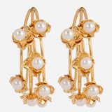 Pearly Floral Waterfall Gold plated Earrings