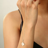 Gold Clover Pendant with White Accent Necklace