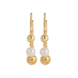 Pearl and Gold Bauble Long Earrings