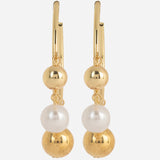 Pearl and Gold Bauble Long Earrings