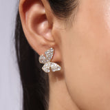 Butterfly Gold Plated White CZ Stone Earrings