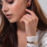 Red Onyx Clover Studs Earrings