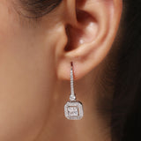 Silver Plated Anti-Tarnish White CZ Stone Hoop Earrings