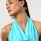 GOLD PLATED HEART CROWN ANTITARNISH EARRING