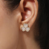 Gold Plated Flower Shaped Anti-Tarnish White CZ Stone Earrings