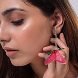 Pink And White Enamel Earrings