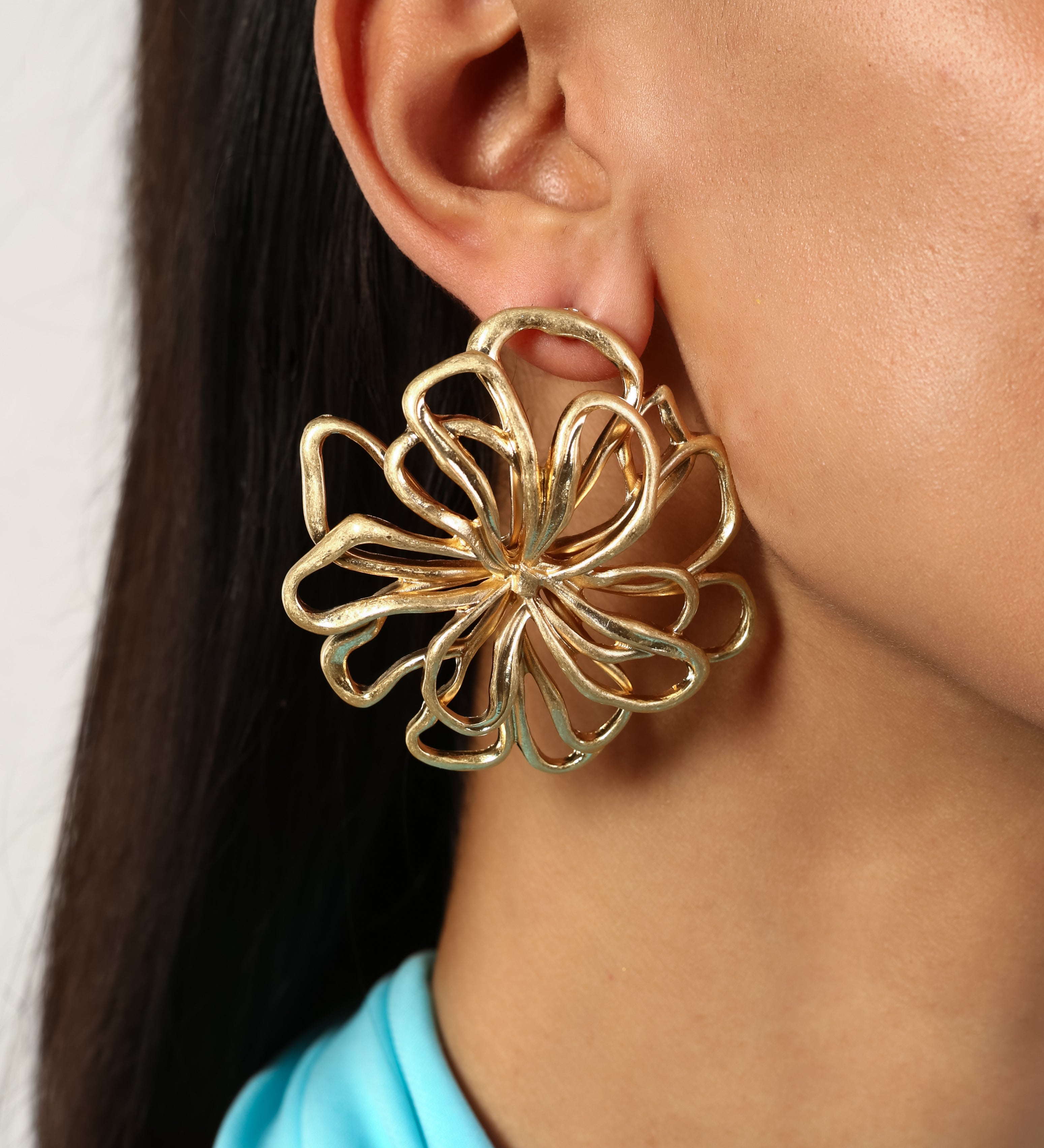 Petal Charm Drop Gold Plated Antitarnish Earring