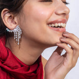 CZ STONE, SILVER PLATED, EARRING