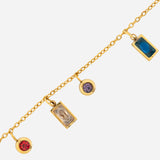 Gold Plated Multi Colour Pendants Chain Necklace with CZ Stones