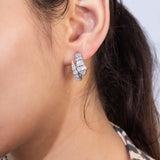Silver Plated Snake Shape Earrings for Women with CZ Stones