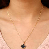 Gold Midnight Clover Pendant Necklace