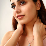 Silver Crystal Round Halo Pendant Necklace