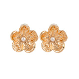Hammered Floral  Gold plated Earrings