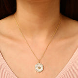 Gold Crystal Round Evil Eye Pendant Necklace