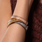 Thick Ribbed Silver Bracelet