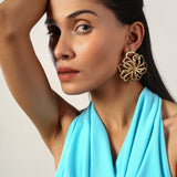 Petal Charm Drop Gold Plated Antitarnish Earring