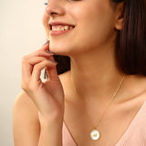 Gold Crystal Round Evil Eye Pendant Necklace