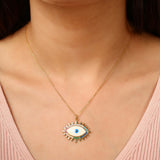 Gold Mystic Evil Eye Pendant Necklace